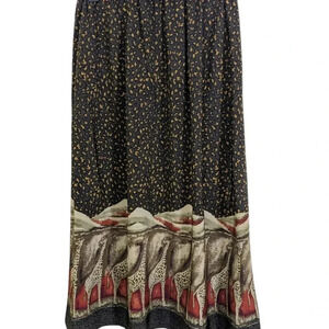 Vintage Midi Skirt  Size 18 Animal Print Giraffe Safari Print Exotic Olive Green
